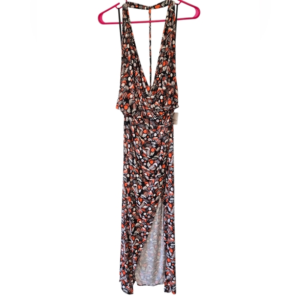 Free People NWT Daria Halter Open T-Back Slit Maxi Dress Medium - Picture 3 of 8